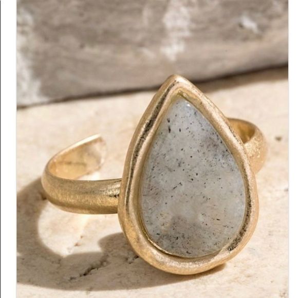 Jewelry - Tear Drop Semi Precious Stone Ring- Labradorite
